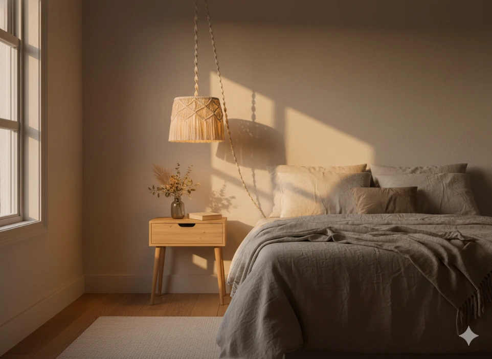 Lámpara de macramé